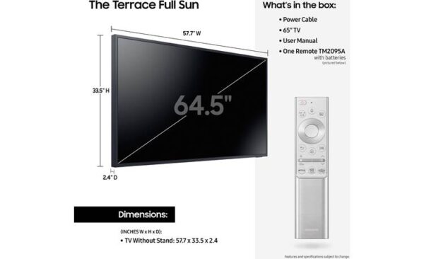 Samsung QN65LST9T “The Terrace” 65″ full-sun outdoor 4K UHD Smart QLED TV with HDR - Image 10