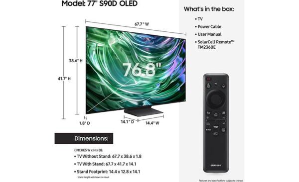 Samsung QN77S90D S90D OLED 4K UHD Smart TV (77″) - Image 4